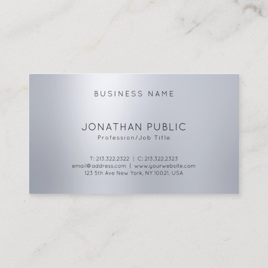 Silver look Elegant Moderne Monogram Professional Visitekaartje (Achterkant)