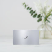 Silver look Elegant Moderne Monogram Professional Visitekaartje (Staand voorkant)