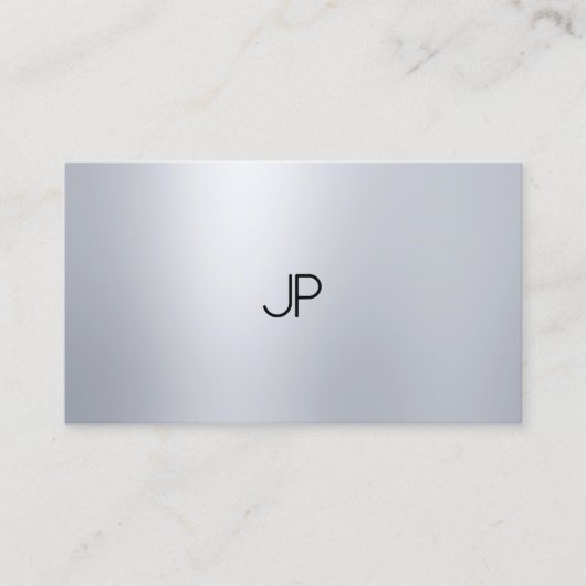 Silver look Elegant Moderne Monogram Professional Visitekaartje (Voorkant)