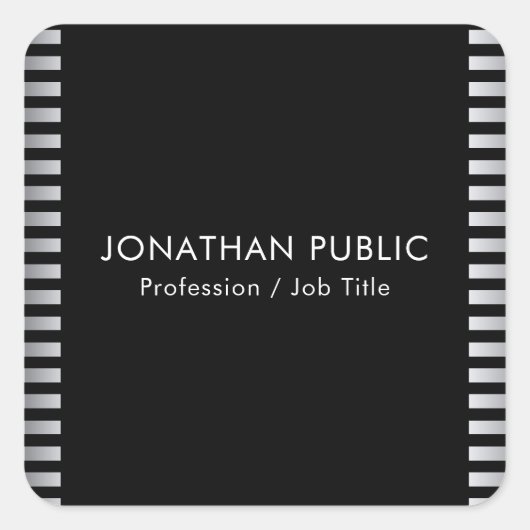 Silver look Elegant Moderne Sjabloon Aangepast Vierkante Sticker (Voorkant)