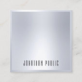 Silver Look Elegant Moderne Sjabloon Glamoureus Vierkante Visitekaartje (Voorkant)