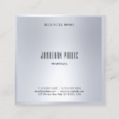 Silver Look Elegant Moderne Sjabloon Glamoureus Vierkante Visitekaartje (Achterkant)