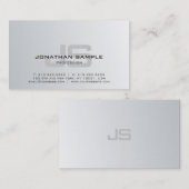 Silver Look Elegant Monogram Design Professional Visitekaartje (Voorkant / Achterkant)