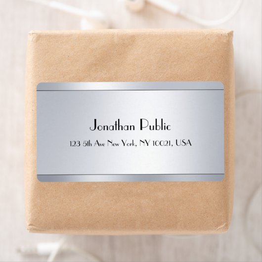 Silver look Elegant Script Glamor Modern Sjabloon Etiket (Insitu)