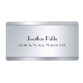 Silver look Elegant Script Glamor Modern Sjabloon Etiket (Voorkant)