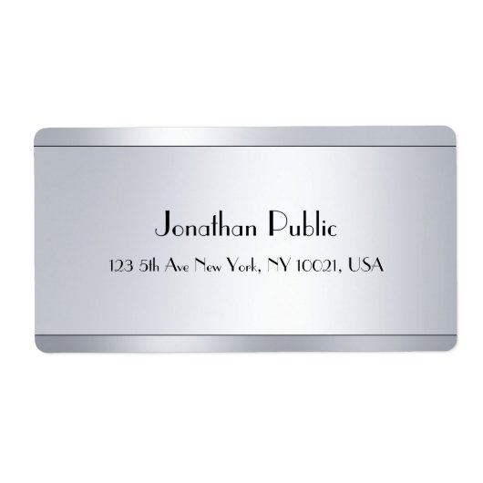 Silver look Elegant Script Glamor Modern Sjabloon Etiket (Voorkant)