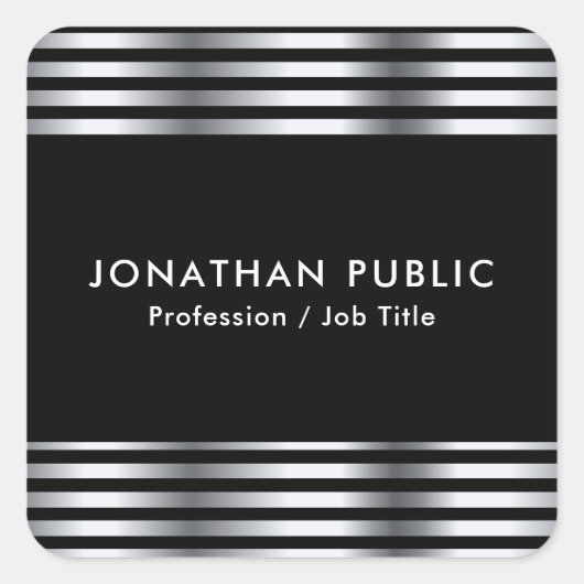 Silver look Elegant Sjabloon  Vierkante Sticker (Voorkant)