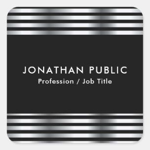 Silver look Elegant Sjabloon  Vierkante Sticker