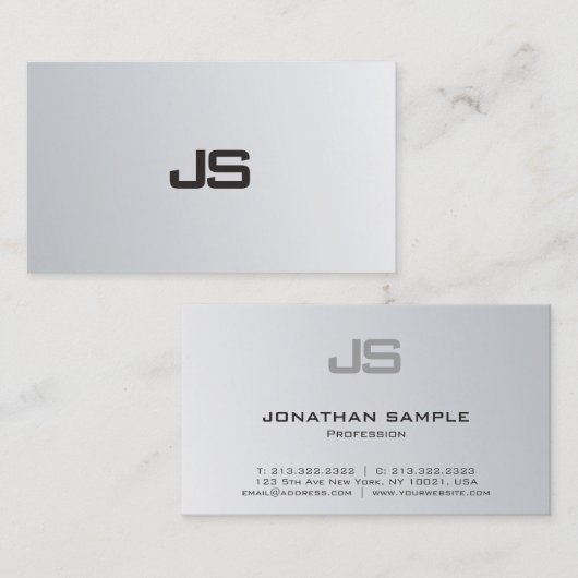 Silver Look Elegant Slank Design Professional Visitekaartje (Voorkant / Achterkant)
