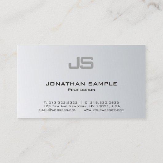 Silver Look Elegant Slank Design Professional Visitekaartje (Achterkant)