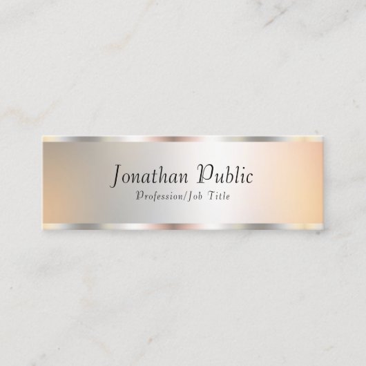 Silver Look Elegante Sjabloon Moderne Typografie Mini Visitekaartje (Voorkant)