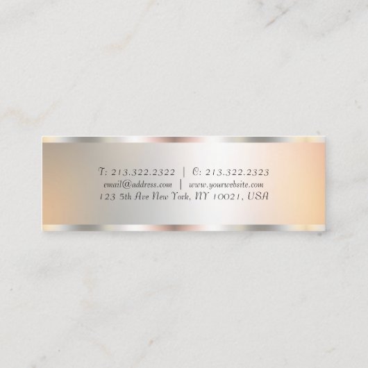 Silver Look Elegante Sjabloon Moderne Typografie Mini Visitekaartje (Achterkant)