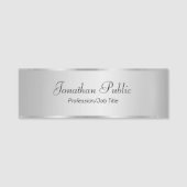 Silver Look Glam Modern Handgeschreven Script Cust Naamplaatje (Voorkant)