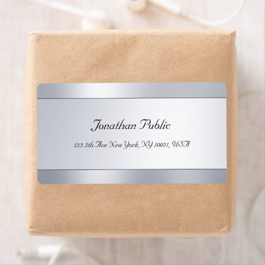 Silver Look Handschrift Script Modern Sjabloon Etiket (Insitu)