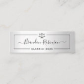 Silver look Justice Scales Law School Afstuderen Mini Visitekaartje (Voorkant)