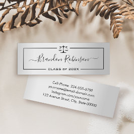 Silver look Justice Scales Law School Afstuderen Mini Visitekaartje