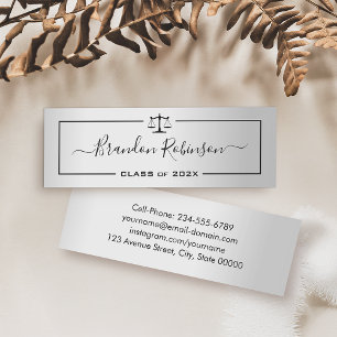 Silver look Justice Scales Law School Afstuderen Mini Visitekaartje