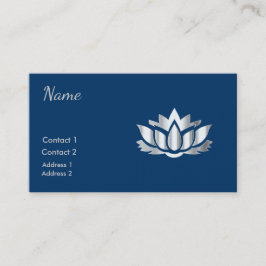 Silver look-lotusbloem in Midnight Blue Visitekaartje