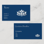 Silver look-lotusbloem in Midnight Blue Visitekaartje (Voorkant / Achterkant)