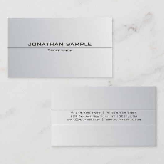 Silver Look minimalistisch Elegant Plain Trendy Visitekaartje (Voorkant / Achterkant)