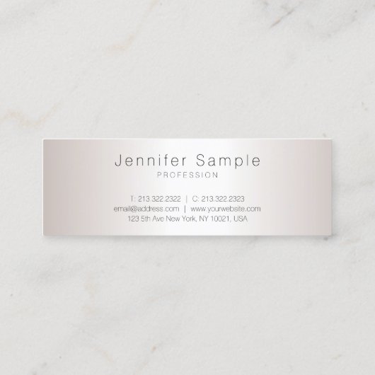 Silver look Modern Chic Minimalist Plain Trendy Mini Visitekaartje (Achterkant)