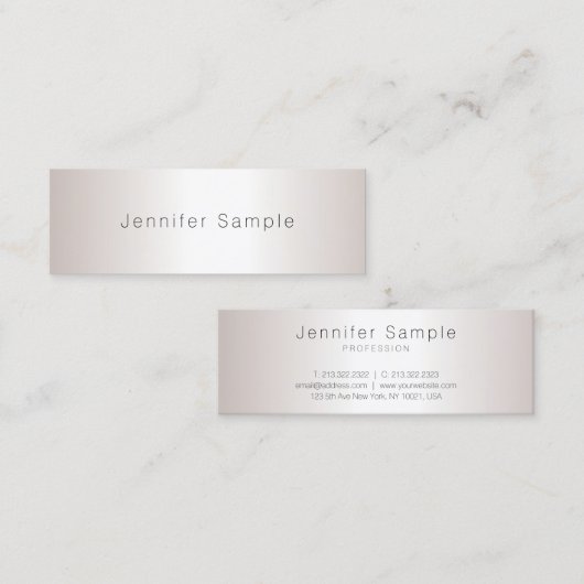 Silver look Modern Chic Minimalist Plain Trendy Mini Visitekaartje (Voorkant / Achterkant)