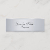 Silver look Modern Elegant Handgeschreven Sjabloon Mini Visitekaartje (Voorkant)