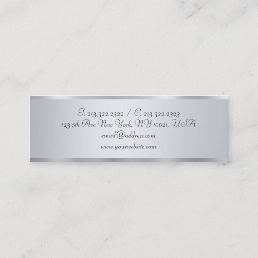 Silver look Modern Elegant Handgeschreven Sjabloon Mini Visitekaartje (Achterkant)