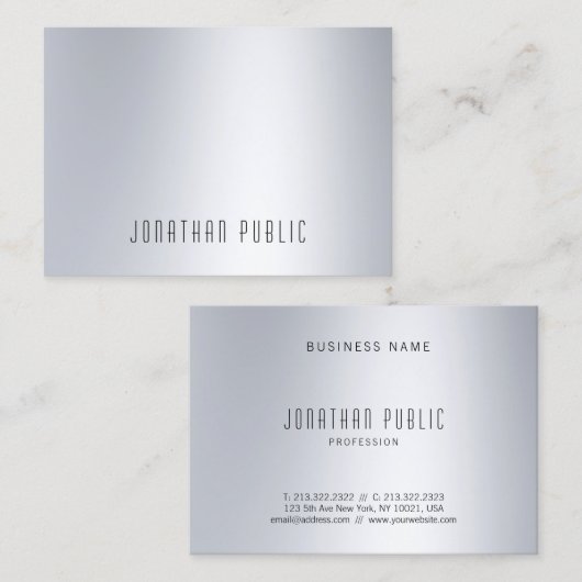 Silver look Modern Elegant Minimalist Top Visitekaartje (Voorkant / Achterkant)