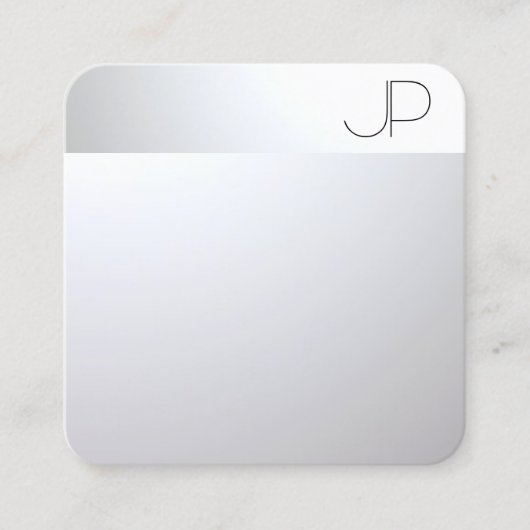 Silver look Modern Elegant Professional Sjabloon Vierkante Visitekaartje (Voorkant)