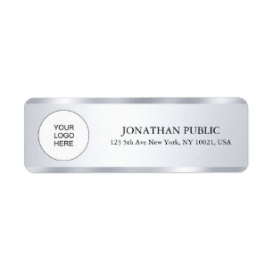 Silver Look Modern Sjabloon Upload uw Logo naar Etiket