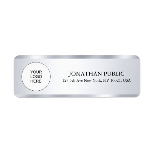 Silver Look Modern Sjabloon Upload uw Logo naar Etiket (Voorkant)