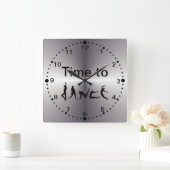 Silver Look Time to Dance Dancers Wall Clock squar Vierkante Klok (Huis)