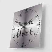 Silver Look Time to Dance Dancers Wall Clock squar Vierkante Klok (Hoek)