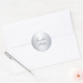 Silver look Typografie Moderne Sjabloon Aangepast Ronde Sticker (Envelop)