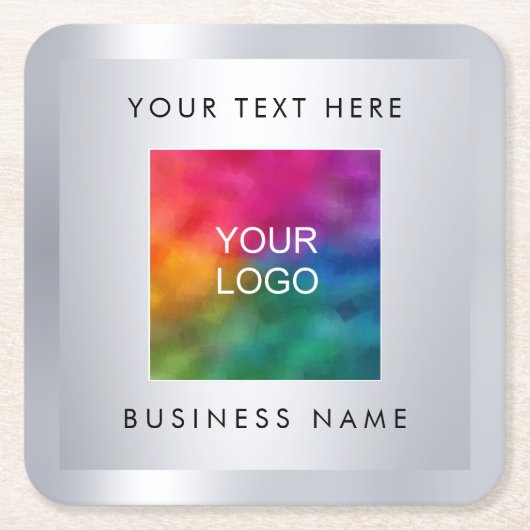 Silver-look Upload de Logo van het eigen bedrijf h Kartonnen Onderzetters (Voorkant)