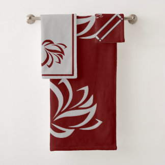 Silver Lotus en Burgundy Bath-handdoekset Bad Handdoek