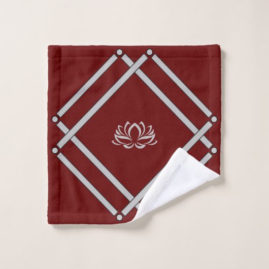 Silver Lotus en Burgundy Bath-handdoekset Bad Handdoek (Wasdoekje)