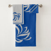 Silver Lotus en Royal Blue Bath Towel Set Bad Handdoek (Insitu)