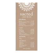Silver Lotus Mandala Price List Service Menu (Voorkant)