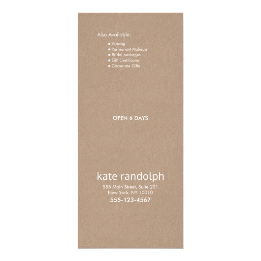 Silver Lotus Mandala Price List Service Menu (Achterkant)