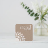 Silver Lotus Mandala Yoga en Meditation Vierkante Visitekaartje (Staand voorkant)