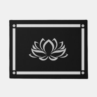 Silver Lotus op Black Doormat Deurmat
