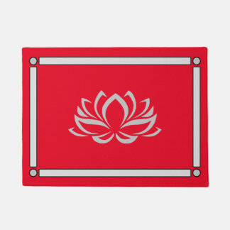 Silver Lotus op Cherry Doormat Deurmat