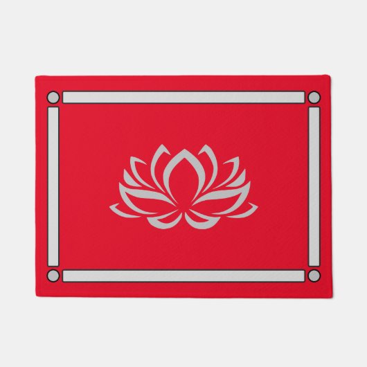 Silver Lotus op Cherry Doormat Deurmat (Voorkant)