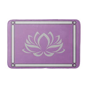 Silver Lotus over Lavender Bath Mat