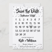 Silver Love Heart Calendar Save The Date (Voorkant)