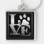 Silver Love Paws Personalized Sleutelhanger (Voorkant)