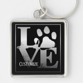 Silver Love Paws Personalized Sleutelhanger
