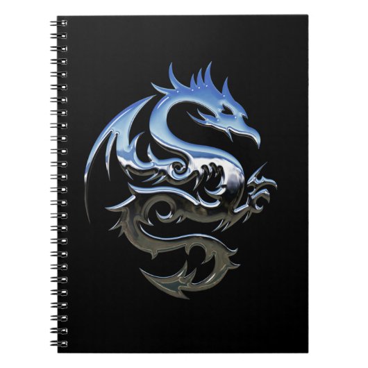 Silver Lucky Dragon Black Spiral-laptop Notitieboek (Voorkant)